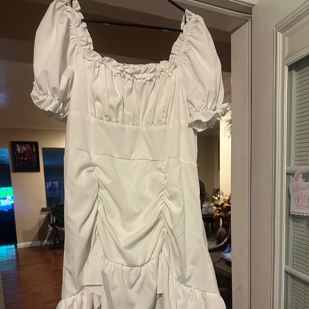 White Puff Sleeve Dress